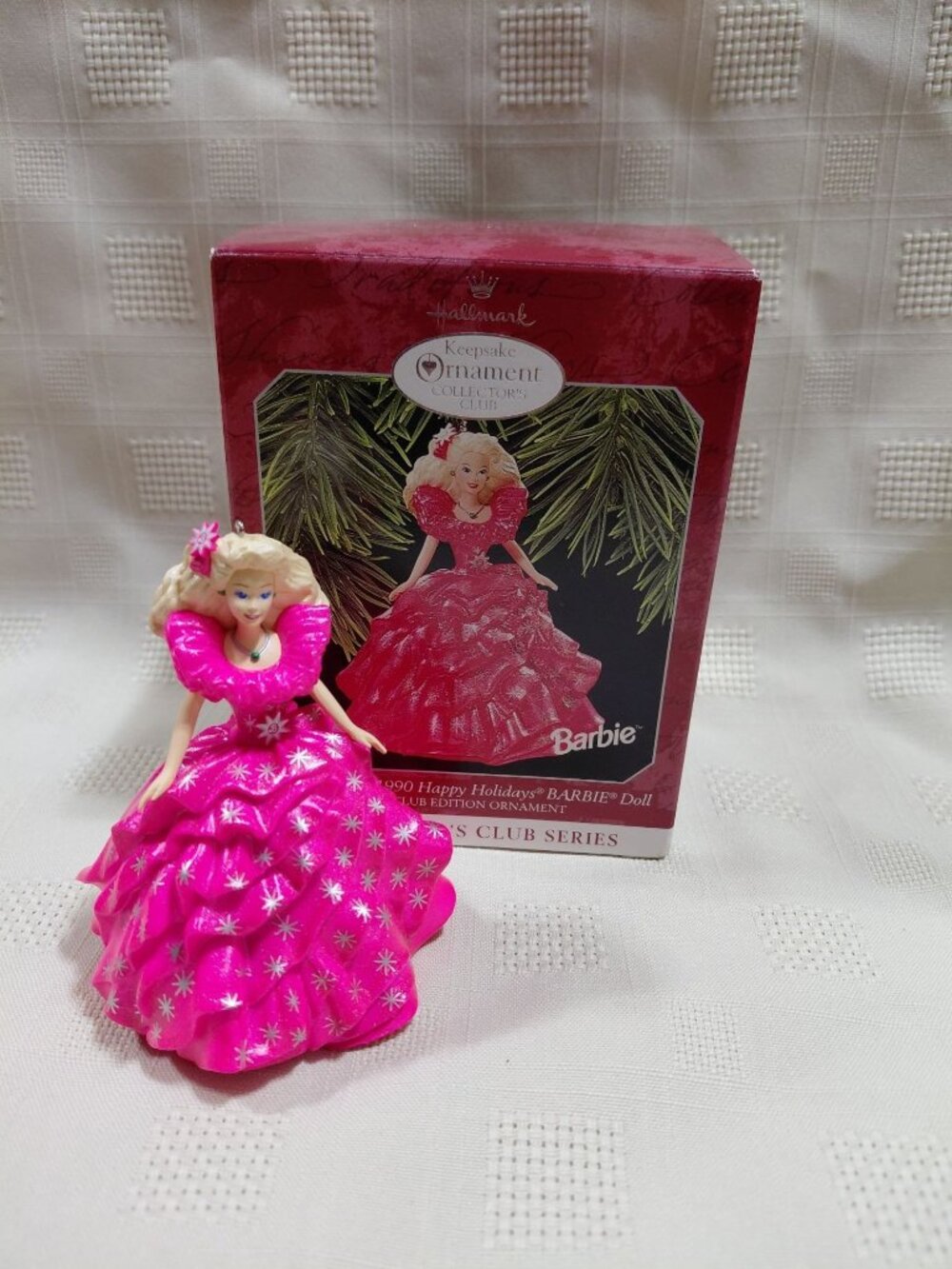NIB Barbie 1996 Happy Holidays Keepsake Ornament Hallmark Club Edition Vintage